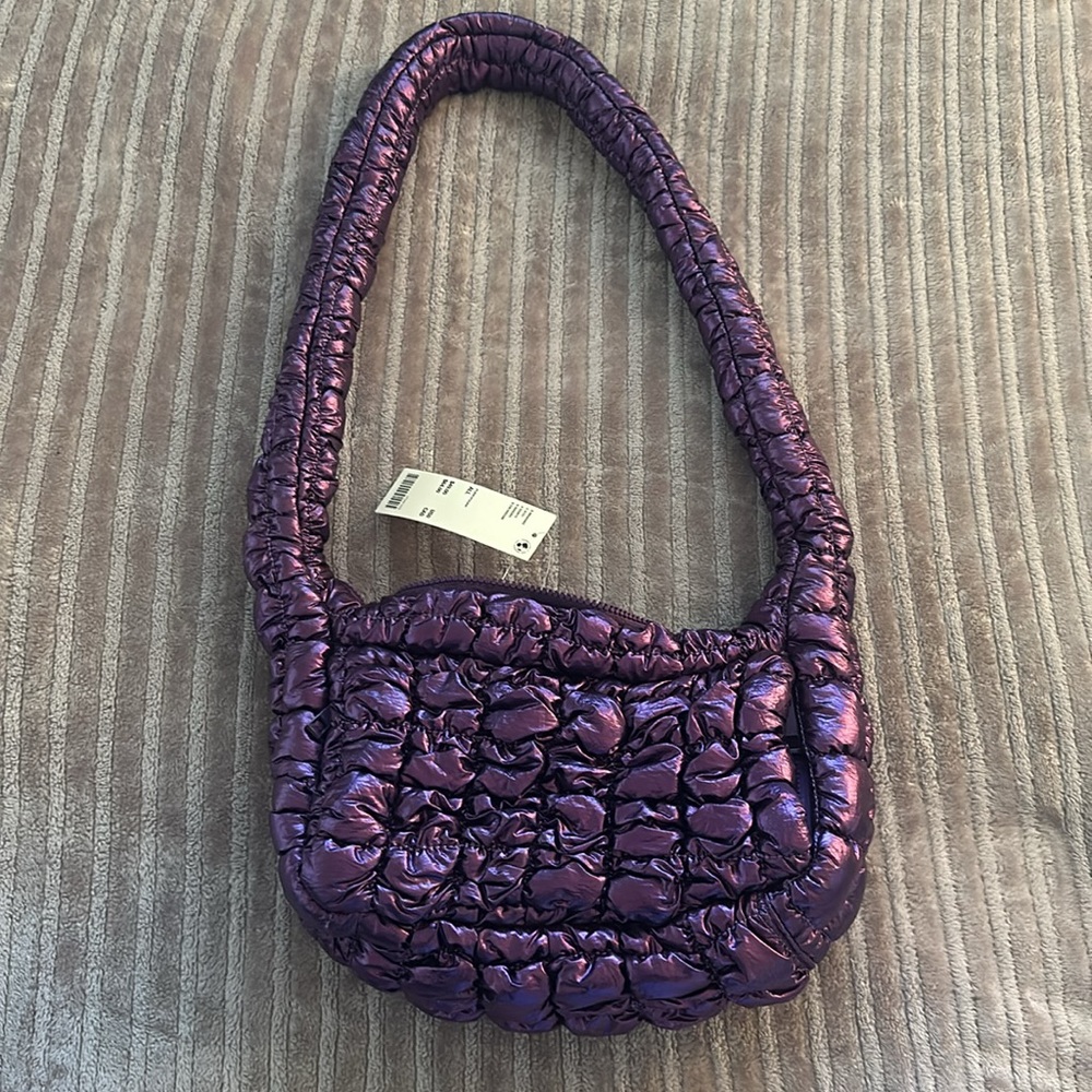Urban Outfitters Max Pucker Quilted Crossbody Bag Metallic Purple